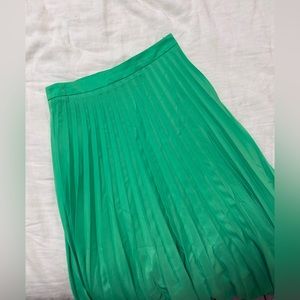 Green Pleated Midi Skirt